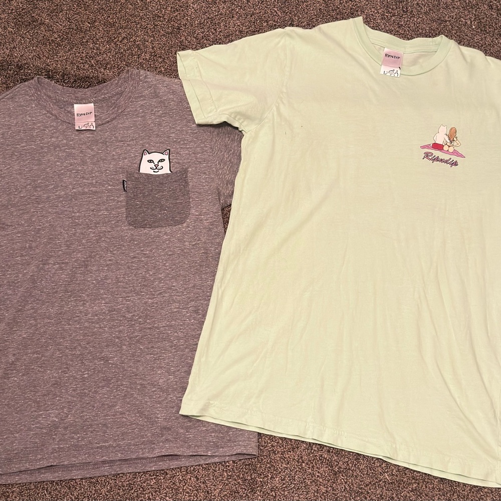 Ripndip Suns Out Buns Out Tee and Classic Grey Nermal Tee Men’s Small